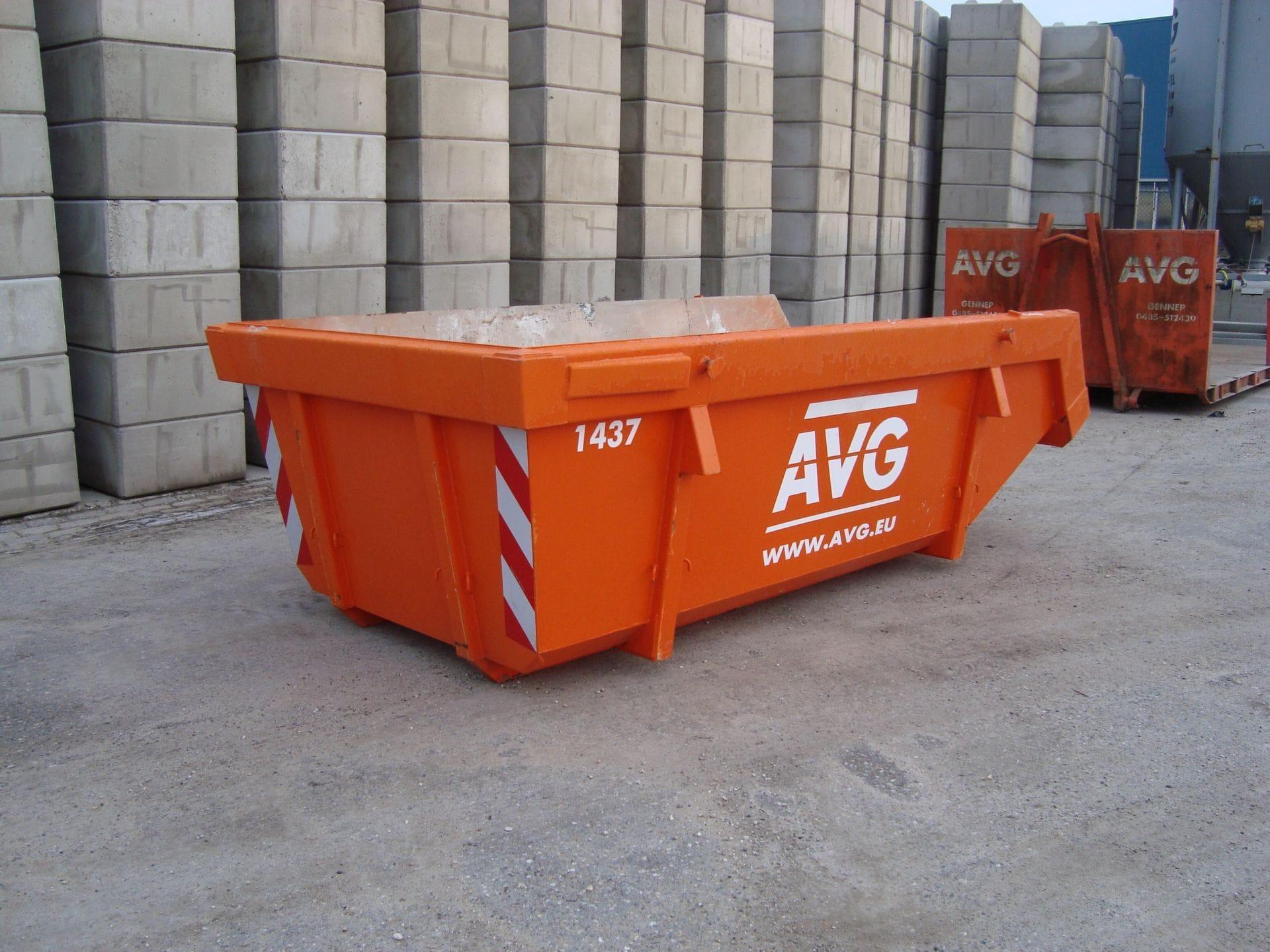 Kleine container te huur bij AVG. AVG verhuurt allerlei afvalcontainers, zoals bouwbakkie, puincontainer, afval container, bouwafval container, container voor grond afvoeren, vuilcontainer, grofvuil container, bouwcontainer, containerbak, afzetcontainer, grond container, container voor puin afvoeren en andere open en gesloten containers met verschillende kuub inhoud.