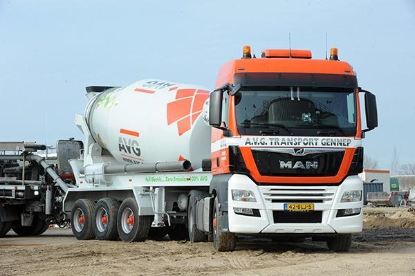 Elektrische betonmixers van AVG Bouwstoffen, AVG Heijmix betoncentrale. 100 procent elektrische betonmixers en hybride betonmixers.