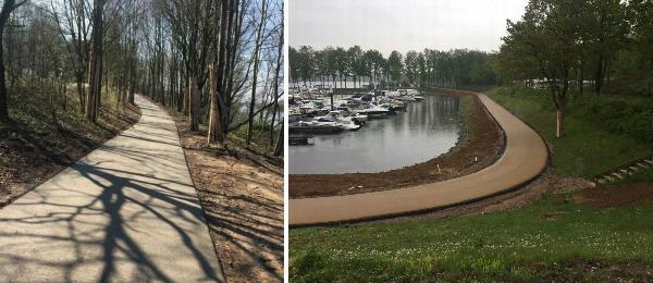 Ein hochwertig befestigter Waldweg ist Teil des neu entstandenen „Waterboulevards“ im Maaspark Well. Die Arbeiten sind fast abgeschlossen. AVG Bouwstoff en lieferte im Auftrag der Firma Asfaltbouw aus Middelaar große Mengen RCL 0-45 für den Untergrund des Waldwegs und übernahm den Abtransport von überschüssigem Material.