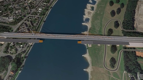 AVG Baustoffe Goch is tot en met 2027 ten behoeve van de realisatie van acht rijstroken voor een efficiëntere snelweg en de vervangingsconstructie van de Rijnbrug Duisburg-Neuenkamp, zowel voor de aanvoer van bulkgoederen en grond, als voor de overname, afvoer en verwijdering van grond en stoffen van verschillende verontreinigende klassen, verantwoordelijk. Evenals voor de organisatie van de bouwplaatslogistiek met actieve ondersteuning van AVG Transport. - Bis einschließlich 2027 ist AVG Baustoffe Goch, zur Realisierung von acht Fahrstreifen für eine leistungsfähigere Autobahn und Ersatzneubau der Rheinbrücke Duisburg-Neuenkamp, für die Lieferung von Schüttgütern und Böden sowie Übernahme, Abfuhr und Entsorgung von Böden und Stoffen unterschiedlicher Schadstoff klassen, verantwortlich. Sowie die Organisation der Baustellenlogistik mit tatkräftiger Unterstützung der AVG Transport.